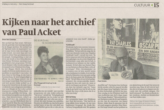 Artikel van Bert Jansma in Den Haag Cenraal, 10 mei 2013.