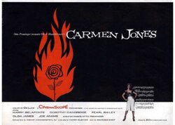 Posterontwerp door Saul Bass voor Carmen Jones.