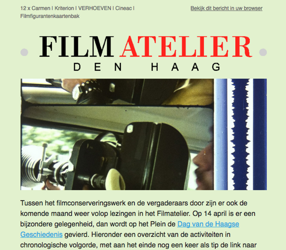 Nieuwsbrief Film Atelier Den Haag april 2018