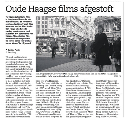 Artikel in De Posthoorn, 9 januari 2013.