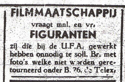 Advertentie van MAZ-film in De Telex, najaar 1945.