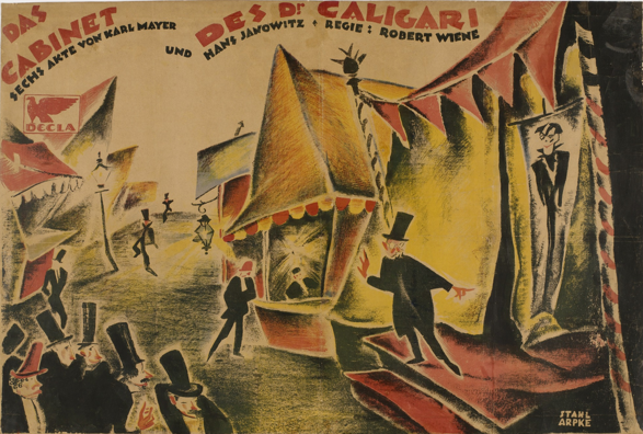 Poster door Otto Arpke en Erich Stahl voor Das Kabinet des Dr. Caligari, 1919. Collectie MoMA.